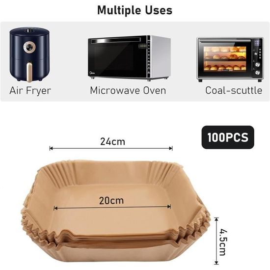 GRIFEMA Papier Air Fryer 100 Pièces 20-24 cm, Compatible COSORI 5.5L 5.8L et Philips XXL, Papier Cuisson Jetable Antiadhésif, Résistant à l'Huile et à l'Eau, Sans BPA, Accessoire Friteuse à Air GRIFEMA Papier Air Fryer 100 Pièces 20-24 cm, Compatible COSORI 5.5L 5.8L et Philips XXL, Papier Cuisson Jetable Antiadhésif, Résistant à l'Huile et à l'Eau, Sans BPA, Accessoire Friteuse à Air