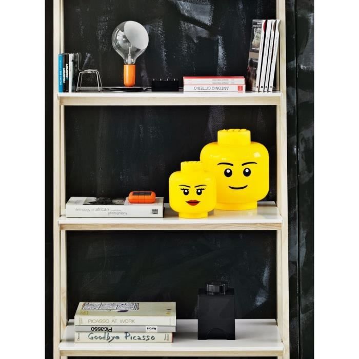 Coffre de rangement LEGO Tête de Rangements Fille Taille L - Jaune
