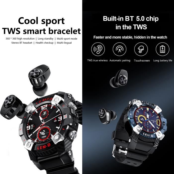 LEMFO LEMD Smartwatch TWS Earbuds Set 1.3 inch TFT Touchscreen
