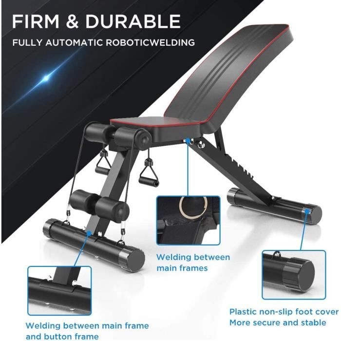 Banc De Musculation Pliable PASYOU 7 En 1 - Réglable Inclinable - Capacité 230kg - PA300