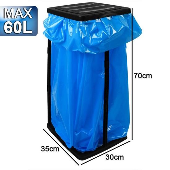2x Supports sac poubelle max. 60L r glable en hauteur 3 positions