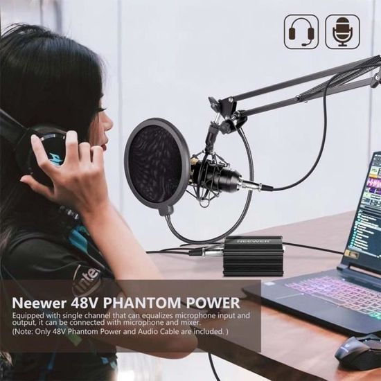 Alimentation Phantom 48V USB Pour Microphone à Condensateur - 1 Canal Avec Câble XLR Inclus - 5