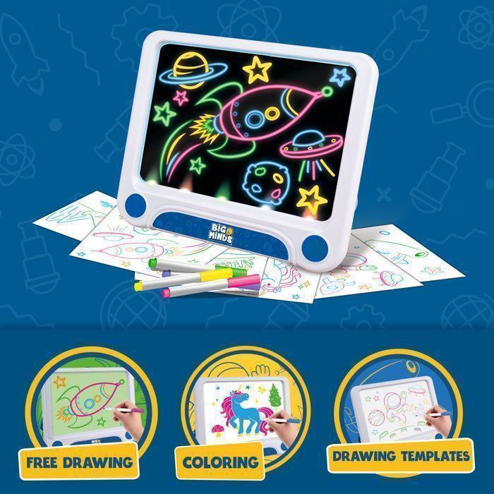Tablette Lumineuse Dessin Enfant LED – 30x20 Cm Avec 7 Stylos – Tableau Magique Effaçable – Cadeau Créatif