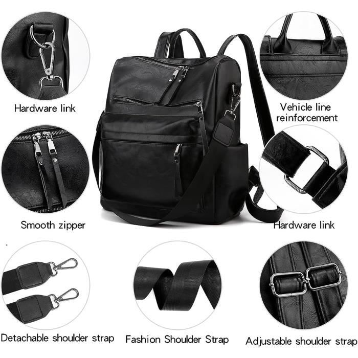 Sac A Dos Mode Femmes Multipurpose Convertible Sac De Voyage Doublure avec Bretelles Navy