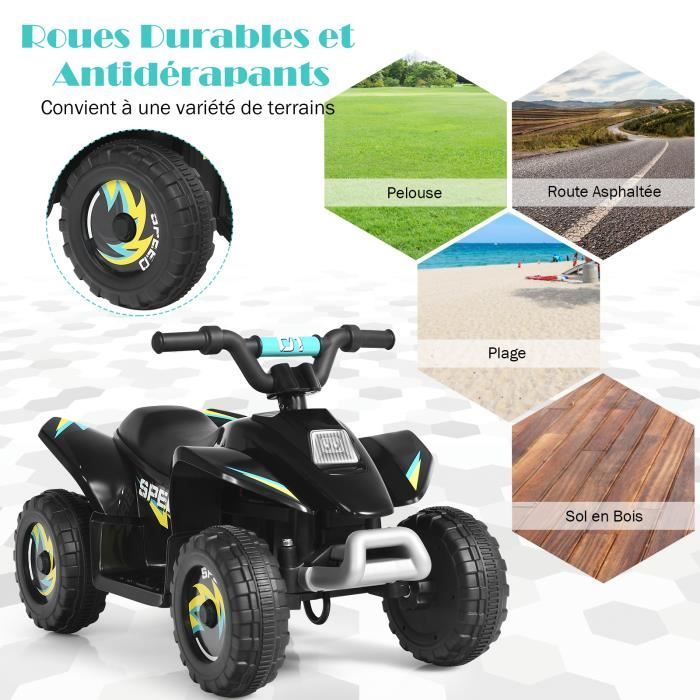 Quad électrique Enfant 6V – Marche Avant/arrière, Frein électrique – 4 Roues 20 Cm – Charge 50 Min – De 3 à 6 Ans (rose)