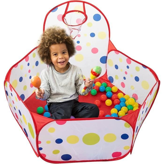 Miwacu Piscine a Balle pour b b Fille Piscine balles b b avec Panier de Basket Tente a Balle pour b b 90cm Piscine a 4