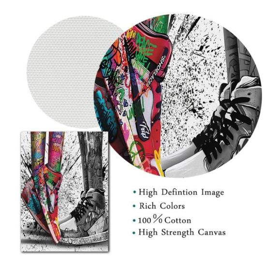 Affiche Toile Graffiti – Talons Hauts, Peinture Imprimée, Déco Murale Sans Cadre, Neuve