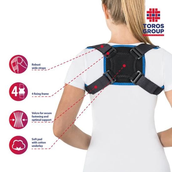Toros Group Support De Clavicule Apres Fracture Stabilisateur De Dos Xl Noir Achat Vente Sautoir Et Collier Orthese De Soutien De La