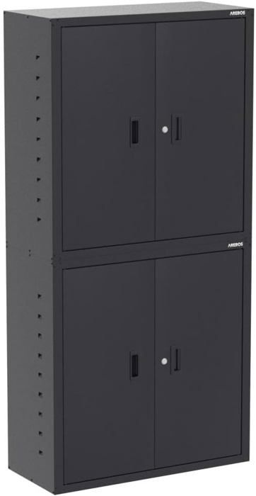 Armoire De Classement AREBOS - Gris, Acier, 90x40x90 Cm, Avec Roulettes Et Serrure