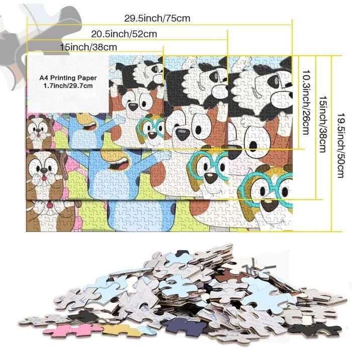 Puzzle - BLUEY - 1000 pièces - Matériaux recyclables - Non toxique ...