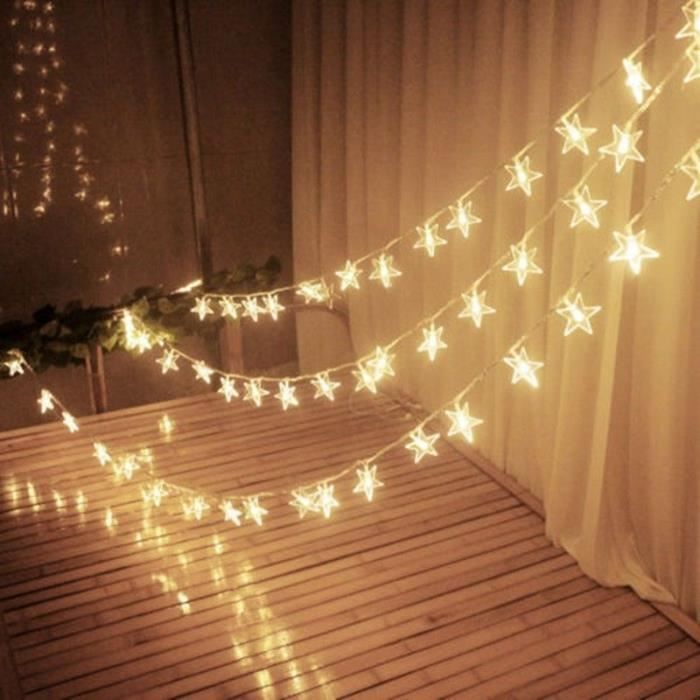 Guirlande lumineuse LED, LONJY Star Etoilées Lumières LED Lumière Décorative  USB pour intérieur et extérieur, Noël, Mariage, Soirée, Jardin, blanc  chaud, 6M/19.6FT : : Luminaires et Éclairage