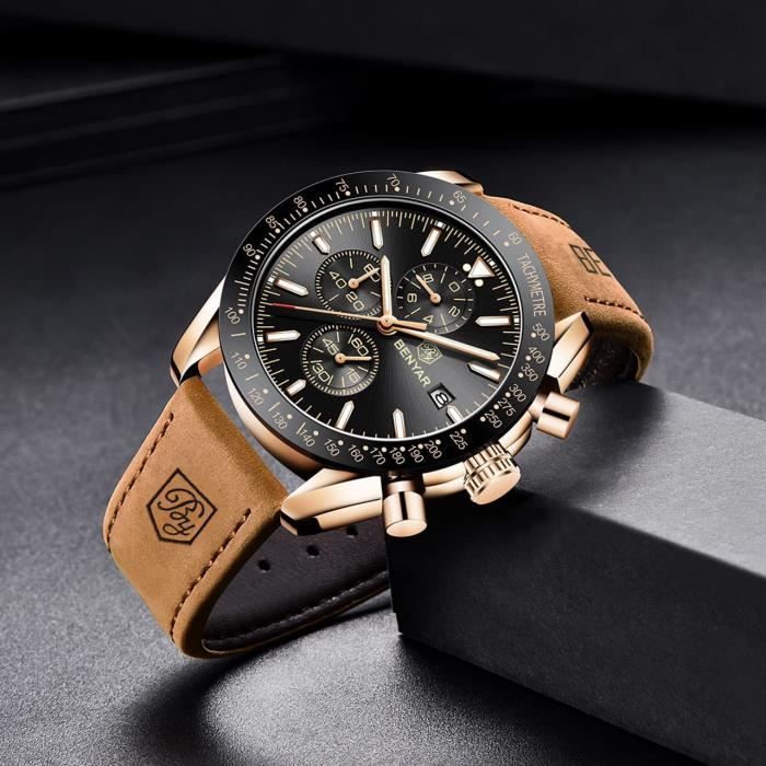 Montre homme store gros bracelet cuir