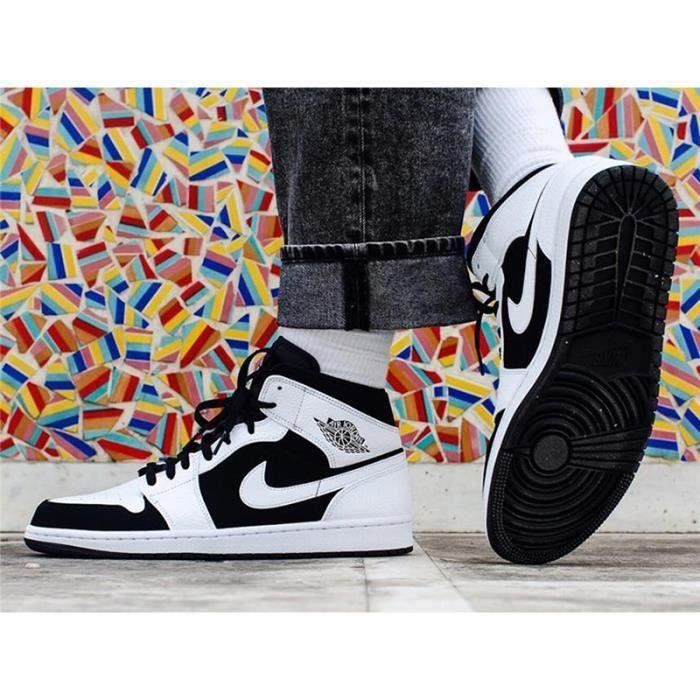 Basket Nike Jordan 1 Baskets Homme Et Femme Blanc Noir blanc noir Couleurs multiples Cdiscount Chaussures