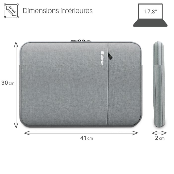 Housse ordinateur portable 17 pouces imperméable anti rayure textile solide  imperméable Gris - Cdiscount Informatique