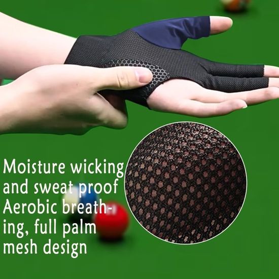 ITECHNIK Gant De Billard 3 Doigts – Main Gauche, Respirant, élastique, Taille Unique, Pour Snooker Et Billard Amateur Ou Pro