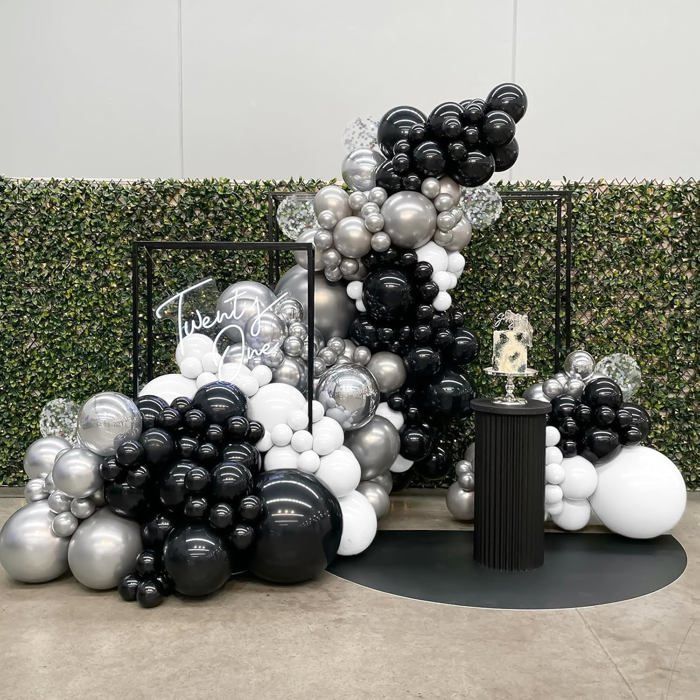 Kit Arc De Ballons Métal Argent – 105 Pièces – 5-10-12-18 Pouces – Déco Anniversaire Mariage Baby Shower