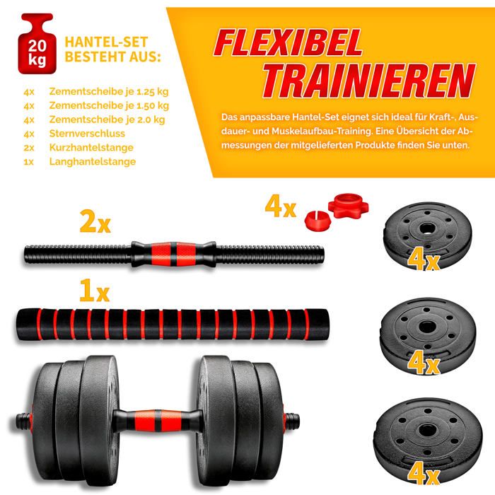 Ensemble d'haltères courts 1-10 kg y compris support | Hex Dumbbells