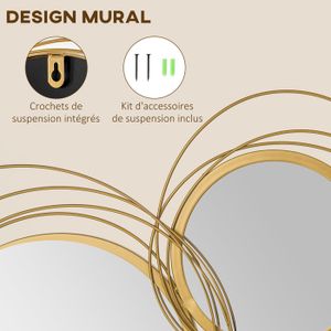 MIROIR,gold--Autocollant mural miroir 3D en acrylique, Sticker mural rond pour salon, décoration