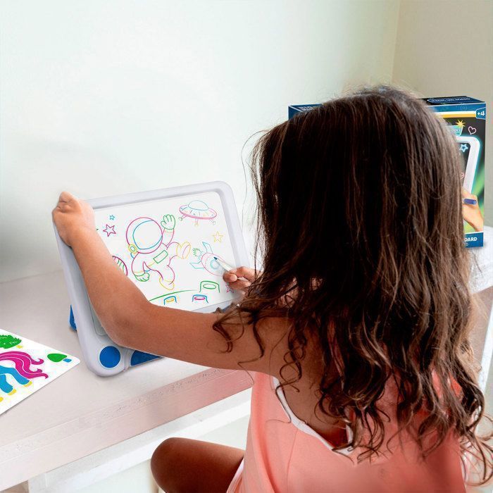 Tablette Dessin Enfant LCD - Avec 20 Pochoirs - Ardoise Magique Effaçable - Jouet 4 Ans+