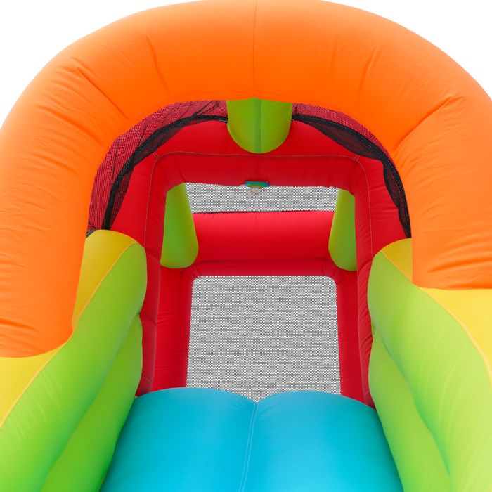 LEADZM Château Gonflable 3 En 1 Avec Trampoline & Toboggan - Couleur Macaron, 270x200x170cm, Souffleur 350W Inclus - Aire De Jeux Enfants 3-10 Ans