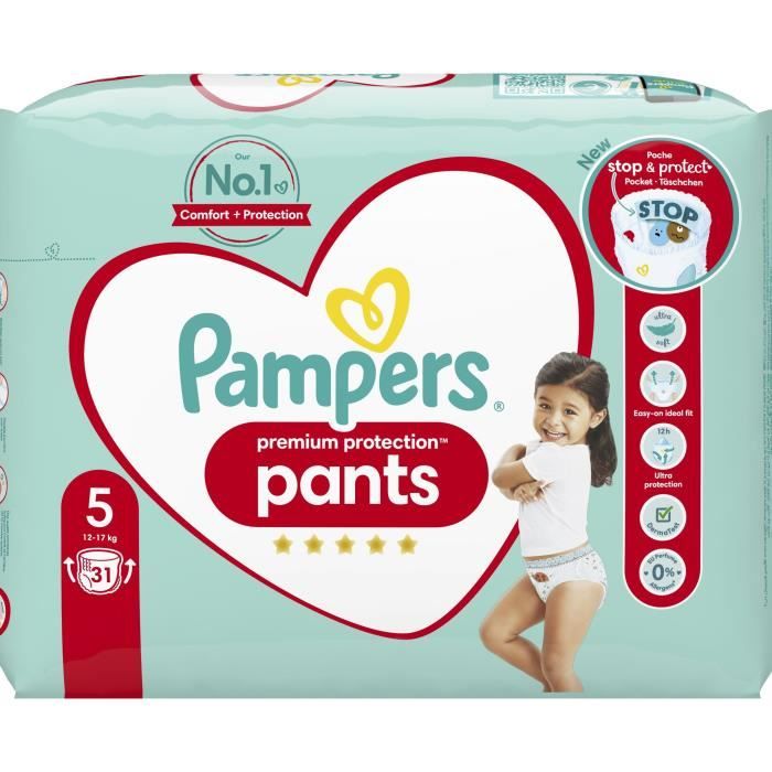 Couches-culottes PAMPERS Premium Protection Taille 5 - 31 couches
