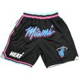 Short de basketball Miami Heat Black City Edition Short de basketball respirant et portable pour adolescent de rue Short pâle-0