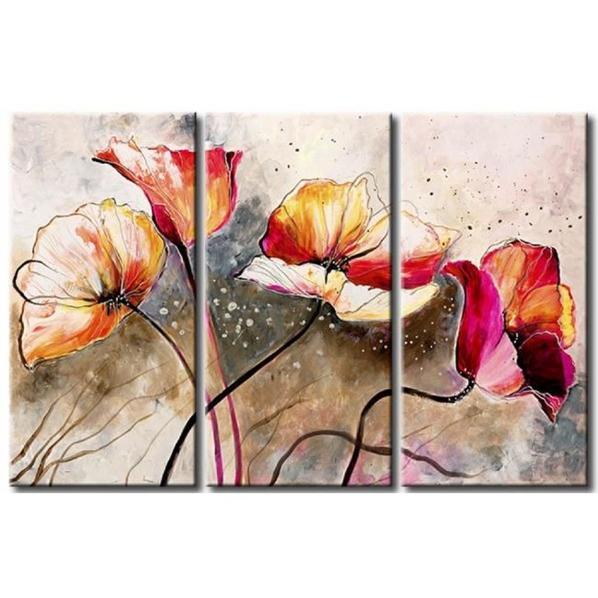 Tableau décoratif Dans des coquelicots nature fleurs plantes coquelicots  impression tableaux peinture triptyque photo sur toile - Achat / Vente  tableau - toile - Cdiscount