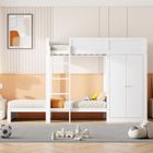 DREAMMESPACE Lit superposé - Blanc - 90x200 cm - Armoire intégrée - Escalier de sécurité - 2 places
