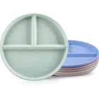 AMOUNE Lot de 4 Assiette Compartiment Adulte,Assiette Regime Portion Adulte pour Le Camping,Passe au Lave-vaisselle, sans BPA