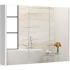 RELAX4LIFE Armoire à Miroir Murale 3 Portes avec 6 Étagères Réglable en 3 Positions, Armoire de Toilettes