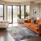 LIVABLISS Tapis de Salon à Poils Courts Doux Abstrait Moderne VALERIE 160x213cm Multicolore/Bleu