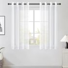 Rideau Voilage Courts 140x145cm TOPFINEL 2 Panneaux Rideaux Voilages Blanc Intérieurs Transparent à Oeillets pour Salon Chambre