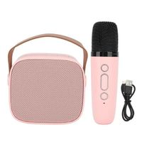 Karaoke -Mini Portable Microphone Karaoke Bluetooth sans Fil avec 1 Microphone Pour Enfants et Adultes,ROSE
