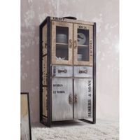 Bar Industriel En Bois De Manguier Brut - Style Usine #140 - Design Fer Et Bois - 120x45x100 Cm