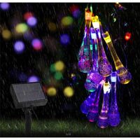 Guirlande d'ampoule solaire - Marque - Gouttelettes 30 LED - Étanche - Décoration mariage et fête de Noël