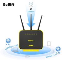Routeur 4G LTE,KuWFi Routeur 4G avec Emplacement Carte SIM,routeur SIM Gigabit Double Bande 1200 Mbps avec antenne Externe