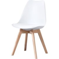 Clara - 1 chaise scandinave - Blanc - pieds en bois massif design salle à manger salon chambre - 49 x 58 x 82 cm