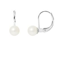 PERLINEA - Boucles d'Oreilles - Véritables Perles de Culture d'Eau Douce Rondes 6-7 mm Blanc Naturel - Bijoux Femme