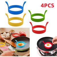 Kit 7 Pièces Moule à Œufs Et Pancakes - 5 Moules Acier Inox + 2 Silicone + 2 Pinceaux | Formes Amusantes (Cœur, Étoile...) - 10