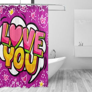 St-Valentin Glitter Golden Love Hearts salle de bains Tissu Rideau de douche Set 72x72" 