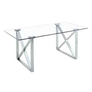 TABLE À MANGER SEULE ILYANA - Table à manger rectangulaire en verre et 