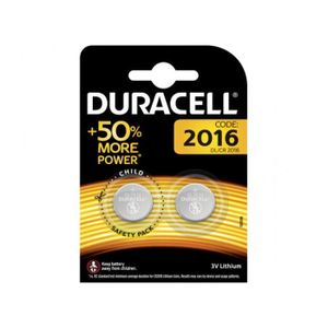 PILES Pack Accessoires Tv - Video - Son - Duracell Batterie Lithium Cellule bouton CR2016 3V Blister (Pack de 2 pièces) 203884