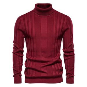 Pull homme col roule rouge Cdiscount