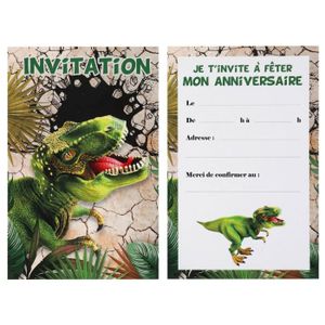 FAIRE-PART - INVITATION Cartes Invitation Dinosaure x6 aille Unique Colori