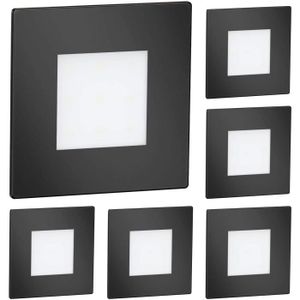 APPLIQUE EXTÉRIEURE 6 Lampes D'Escalier Led-Murales Encastrées Fex Pour L'Intérieur Et L'Extérieur, Carrées, Noires, 85 X 85Mm, Bleues[H803]