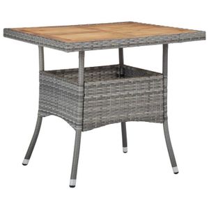 TABLE DE JARDIN  vidaXL Table d'extérieur Gris Résine tressée et bois d'acacia solide