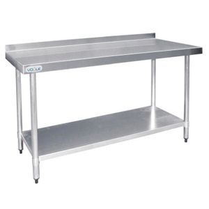 PLAN DE TRAVAIL Table Inox avec Dosseret - Gamme 600 - Vogue - Brillant - Classique - Intemporel - Hauteur 96 cm - Gris
