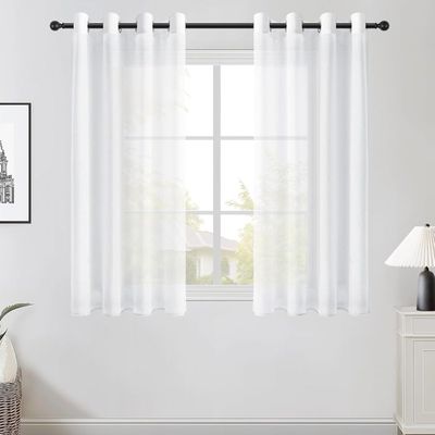 Mateju Lot de 2 Rideau Voilage, Couleur Unie Rideau, Voiles Intérieurs Translucides, pour Décorer Salon, Chambre, Cuisine, Fenêtre (AA Blanc,100x130 Mateju Lot de 2 Rideau Voilage, Couleur Unie Rideau, Voiles Intérieurs Translucides, pour Décorer Salon, Chambre, Cuisine, Fenêtre (AA Blanc,100x130