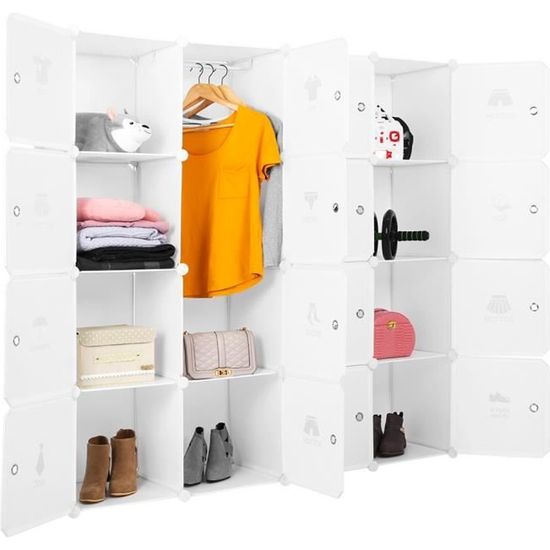 Langria 16cubes Armoires Étagères Plastique Meuble de chambre d'Enfant