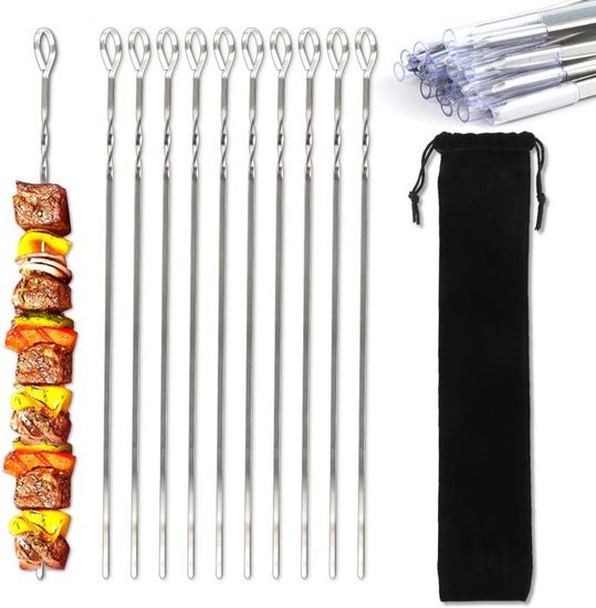 8 Pièces Pique A Brochette Pour Barbecue, Pic Brochette Inox Reutilisable Accessoire Barbecue Solide Pratique Ustensiles Barbecue Pour Camping Fetes Anniversaires Pique Niques 90686657